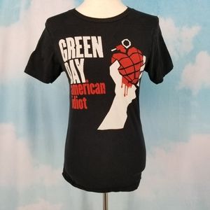 Bay Island Black Green Day American Idiot Band Tee Small